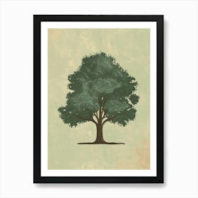 Walnut Tree Minimal Japandi Illustration 3 Art Print