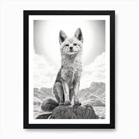 Tibetan Sand Fox Realistic Drawing 2 Art Print