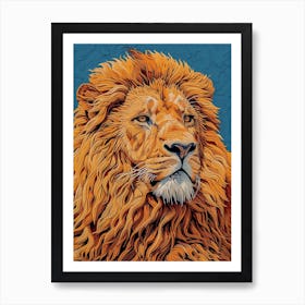 Barbary Lion Relief Illustration Male 2 Art Print