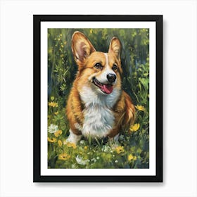 Pembroke Welsh Corgi Acrylic Painting 5 Art Print