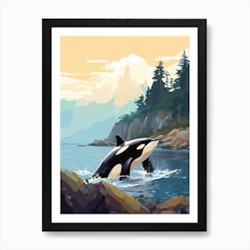Orca Whale By Rocky Coastline1 Art Print