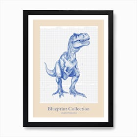 Giganotosaurus Dinosaur Blue Print Sketch 2 Poster Art Print