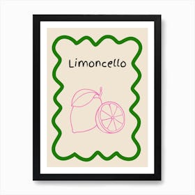 Limoncello Doodle Poster Green & Pink Art Print