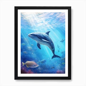 Happy Dolphin In Ocean 4 Art Print