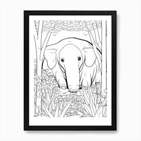 Line Art Jungle Animal Anteater 3 Art Print