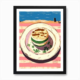 A Plate Of Tiramisu Top View Food Illustration 3 Art Print