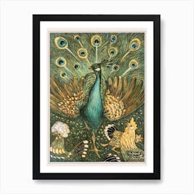 Pauw Met Kippen, Theo Van Hoytema Peacock Art Print