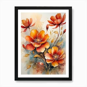 A Bunch Of Blooming Flowers Painting (15) Art Print