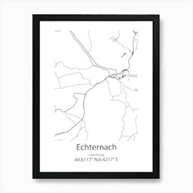 Echternach,Luxembourg Minimalist Map Art Print