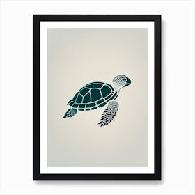 Conservation Sea Turtle, Sea Turtle Retro Minimal 1 Art Print