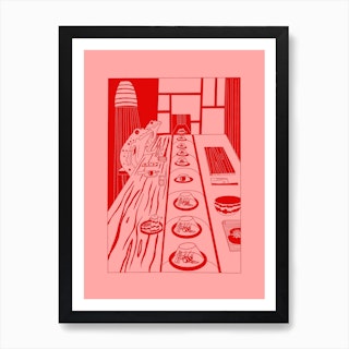 Sushi Frog Pink Red Art Print