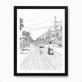 View Of Bali, Indonesia Line Art Black And White 4 Art Print