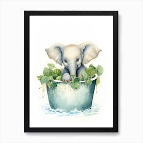 Elephant Painting In A Bathtub Watercolour 4 Art Print