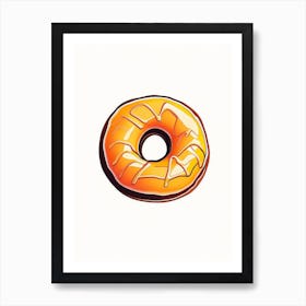 Honey Glazed Donut Abstract Line Drawing 1 Art Print