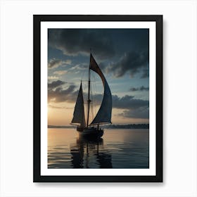 Sailboat At Sunset Art Print