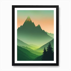 Misty Mountains Vertical Composition In Green Tone 47 Art Print