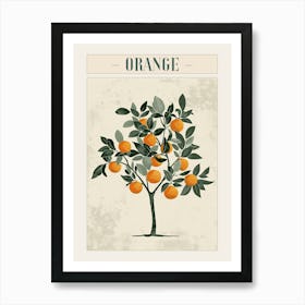 Orange Tree Minimal Japandi Illustration 1 Poster Art Print