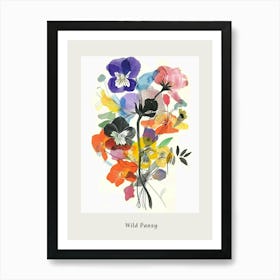 Wild Pansy 4 Collage Flower Bouquet Poster Art Print