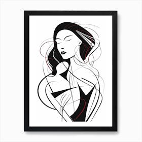 Portrait Of A Woman, lineart Art Print