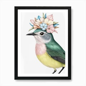 Bird With Flowers On Its Head 4 Art Print