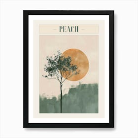 Peach Tree Minimal Japandi Illustration 1 Poster Art Print