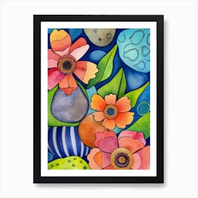 Watercolor Of Flowers Art Print