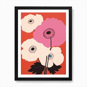 Anemones Flower Big Bold Illustration 3 Art Print