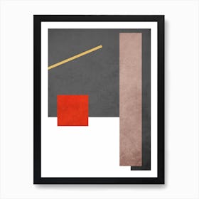 Conceptual Geometric Shapes Gray And Red Art Print