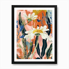 Colourful Flower Illustration Oxeye Daisy 3 Art Print