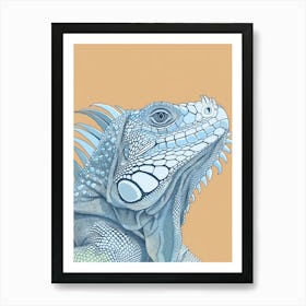 Pastel Blue Mexican Spiny Tailed Iguana Abstract Modern Illustration 1 Art Print