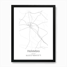 Holstebro,Denmark Minimalist Map Art Print