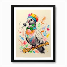 Pigeon With Guitar 1 Art Print