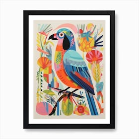 Colourful Scandi Bird Parrot 1 Art Print