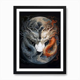Dragon Elements Merged Illustration 11 Art Print