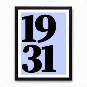 1931 Typography Date Year Word Art Print
