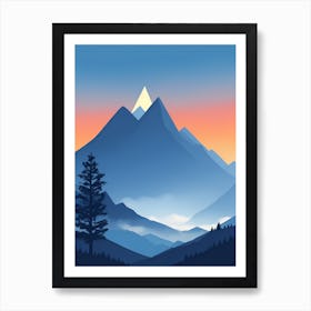 Misty Mountains Vertical Composition In Blue Tone 176 Art Print