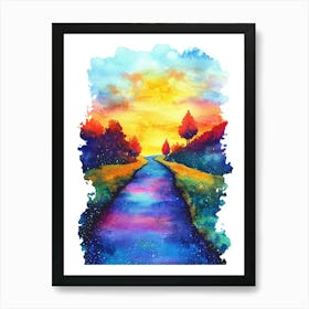 Watercolor Landscape Painting Art Print