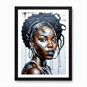 Graffiti Mural Of Beautiful Black Woman 374 Art Print