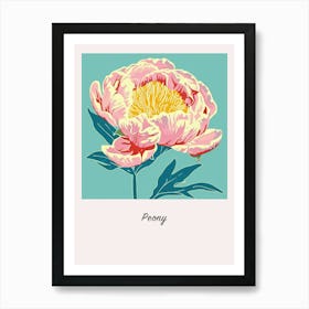 Peony 2 Square Flower Illustration Poster Art Print