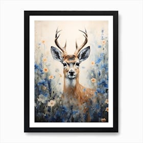 Deer In Flowers Art Print