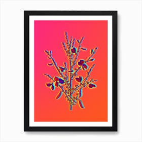 Neon Yellow Broom Flowers Botanical in Hot Pink and Electric Blue n.0127 Art Print