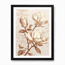 Beige Flowers 1 Art Print