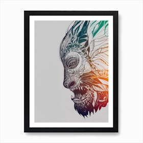 Tribal Head Of A Wolf Art Print
