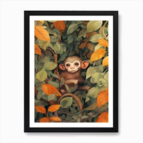 Monkey In The Jungle Watercolour 1 Art Print