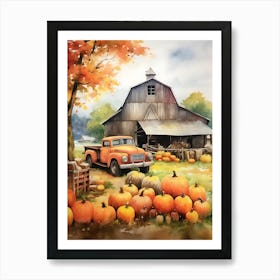 Watercolor Fall Scene Art Print