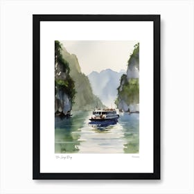 Ha Long Bay, Vietnam 4 Watercolour Travel Poster Art Print