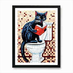 Black Cat Reading A Book 1 Art Print