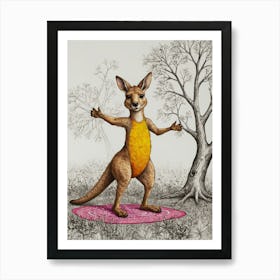 Kangaroo Yoga 7 Art Print
