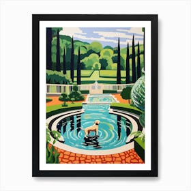 Painting Of A Dog In Versailles Gardens, France In The Style Of Matisse 02 Art Print
