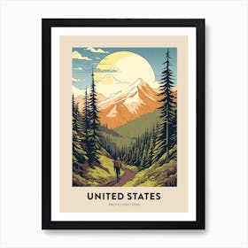 Pacific Crest Trail Usa 3 Vintage Hiking Travel Poster Art Print